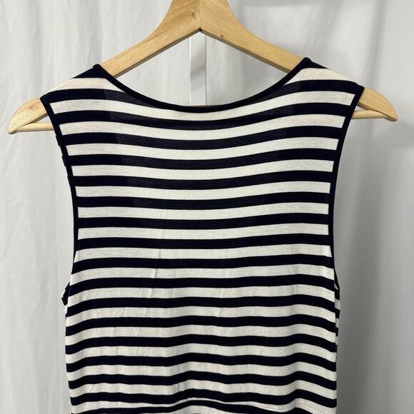 Boston Proper Sleeveless Dress Small Nautical Navy Blue White Striped Twist - Picture 9 of 10